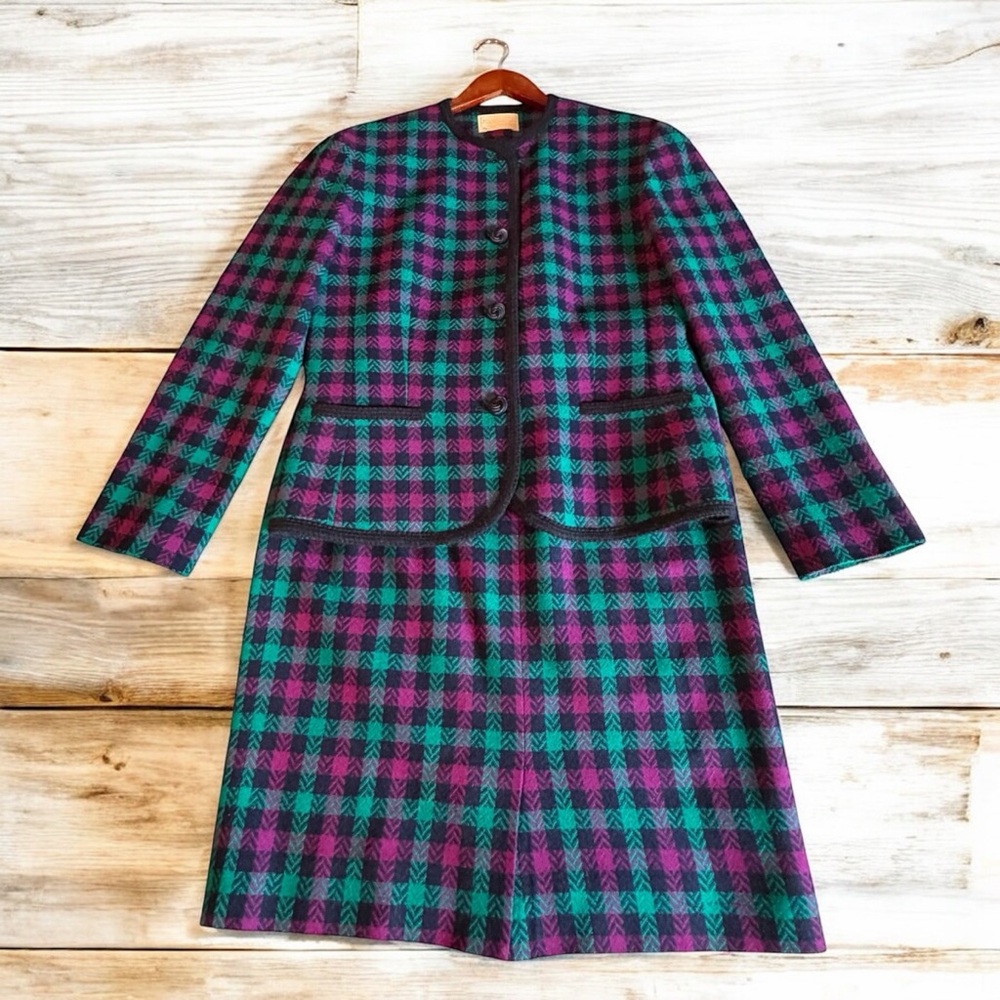 PENDLETON VINTAGE 100% WOOL BLAZER & SKI SKIRT SET SIZE 10 PETITE